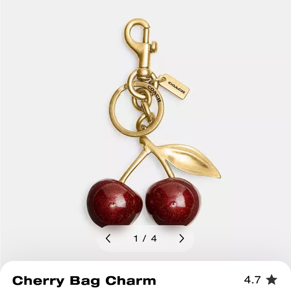 Coach Gold and Red Cherry Keychain